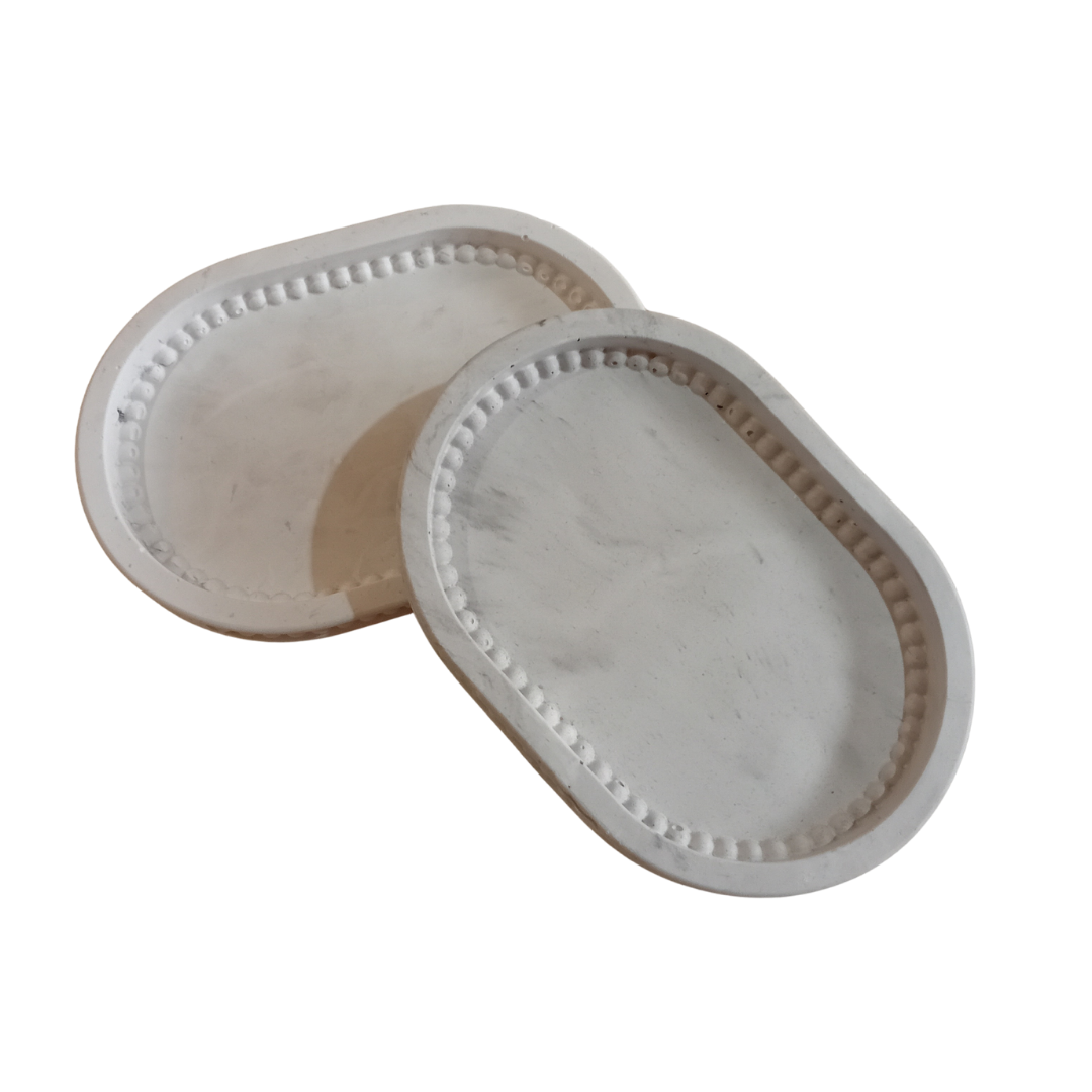 Juego de Bandejas Ovaladas con Borde de Perlas